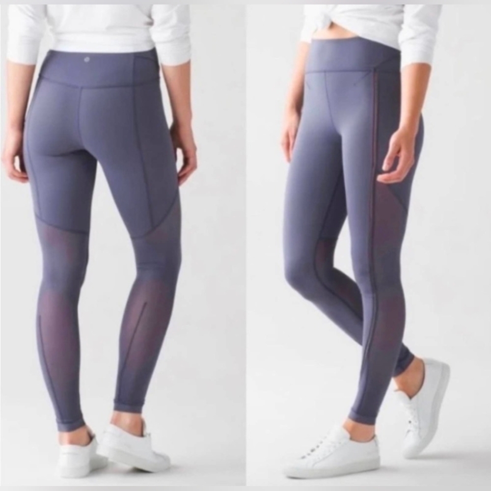 LULULEMON Sculpt It Tight 'Greyvy' (Purple-ish?) Semi-Sheer Panels Hi-Rise Sz 8